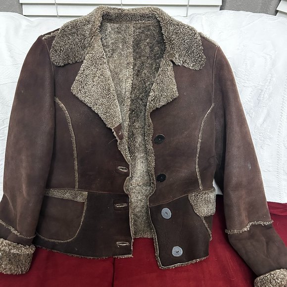 100% Authentic REAL Shearling short coat vintage medium - Picture 1 of 4